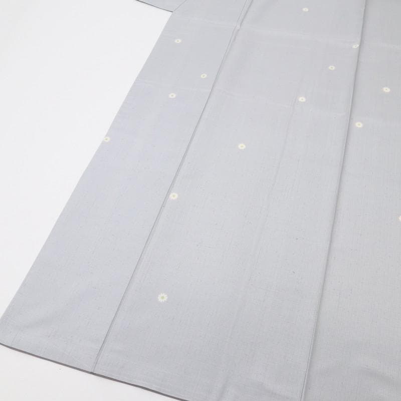 《スイ★特選◆紬■小さな花の染め模様◆グレー◆袷正絹着物◆TH12-8》