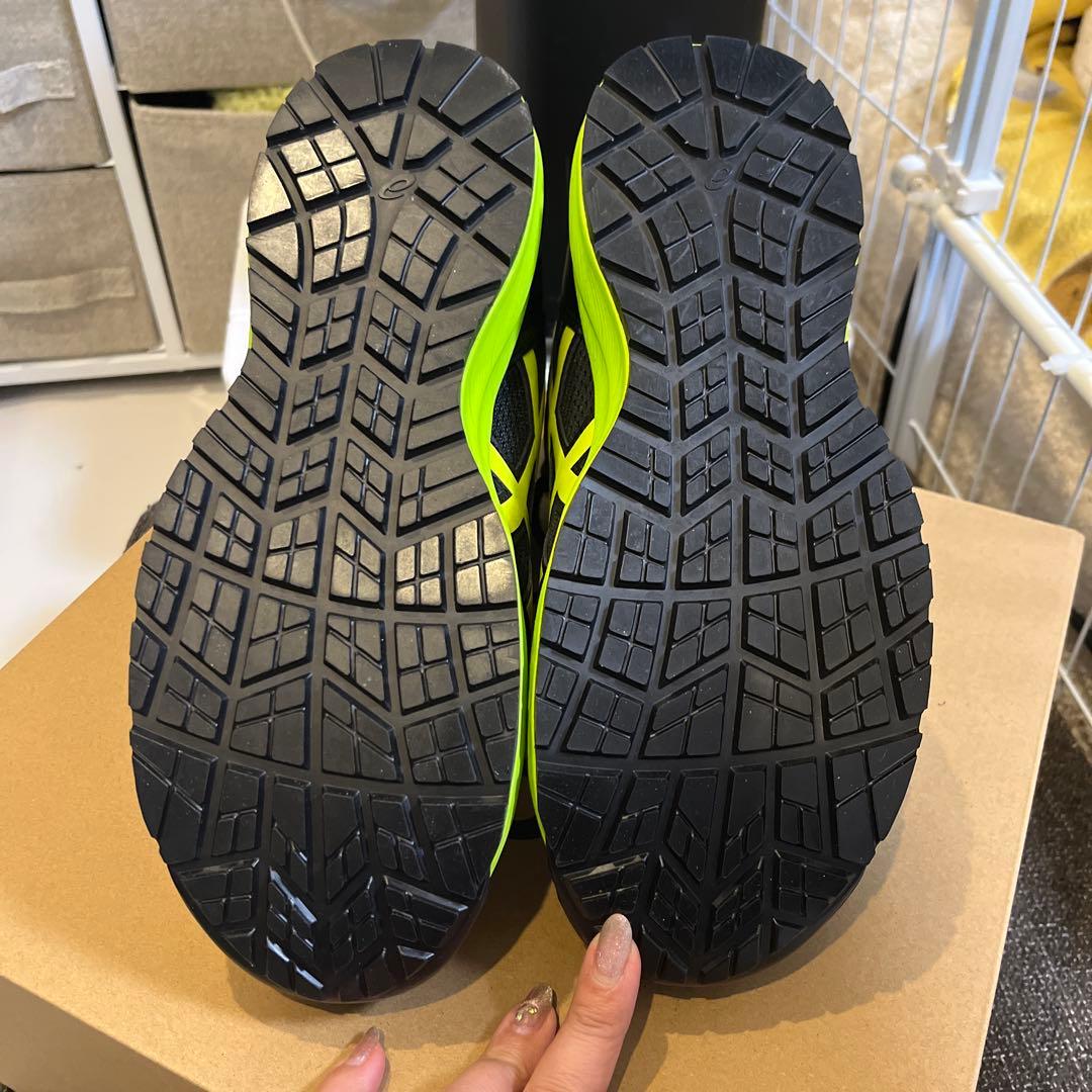 asics ブラック/ライム ハイカット安全靴 26.0cm