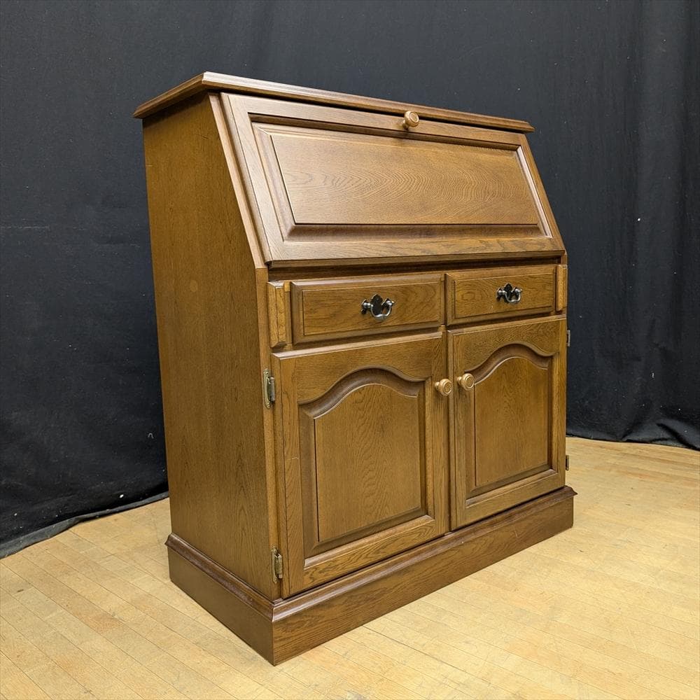 美品　カリモク　天然木　ライティングデスク　ライティングビューロー　デスク　B 楽天市場】カリモク ライティングデスク 書斎デスク コロニアル