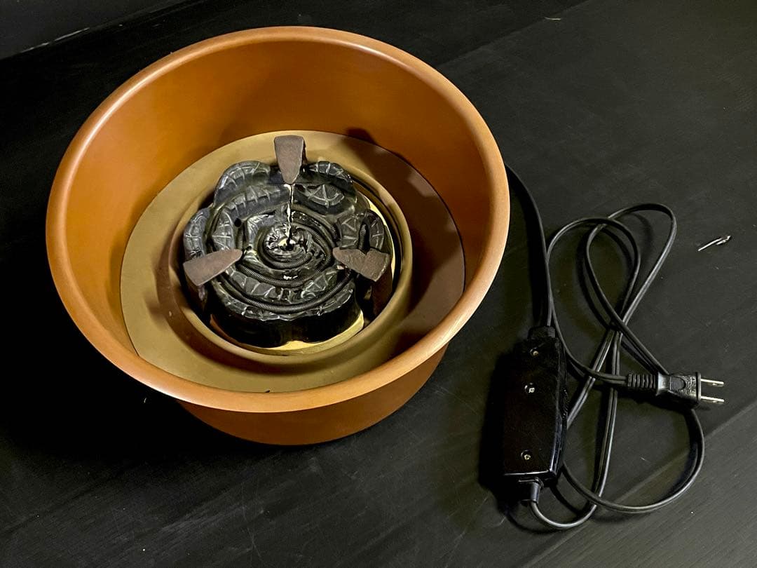 割引❣️「祖」 立礼 丸炉 銅製 電気炭付 野々田 電熱器 (E) 割引