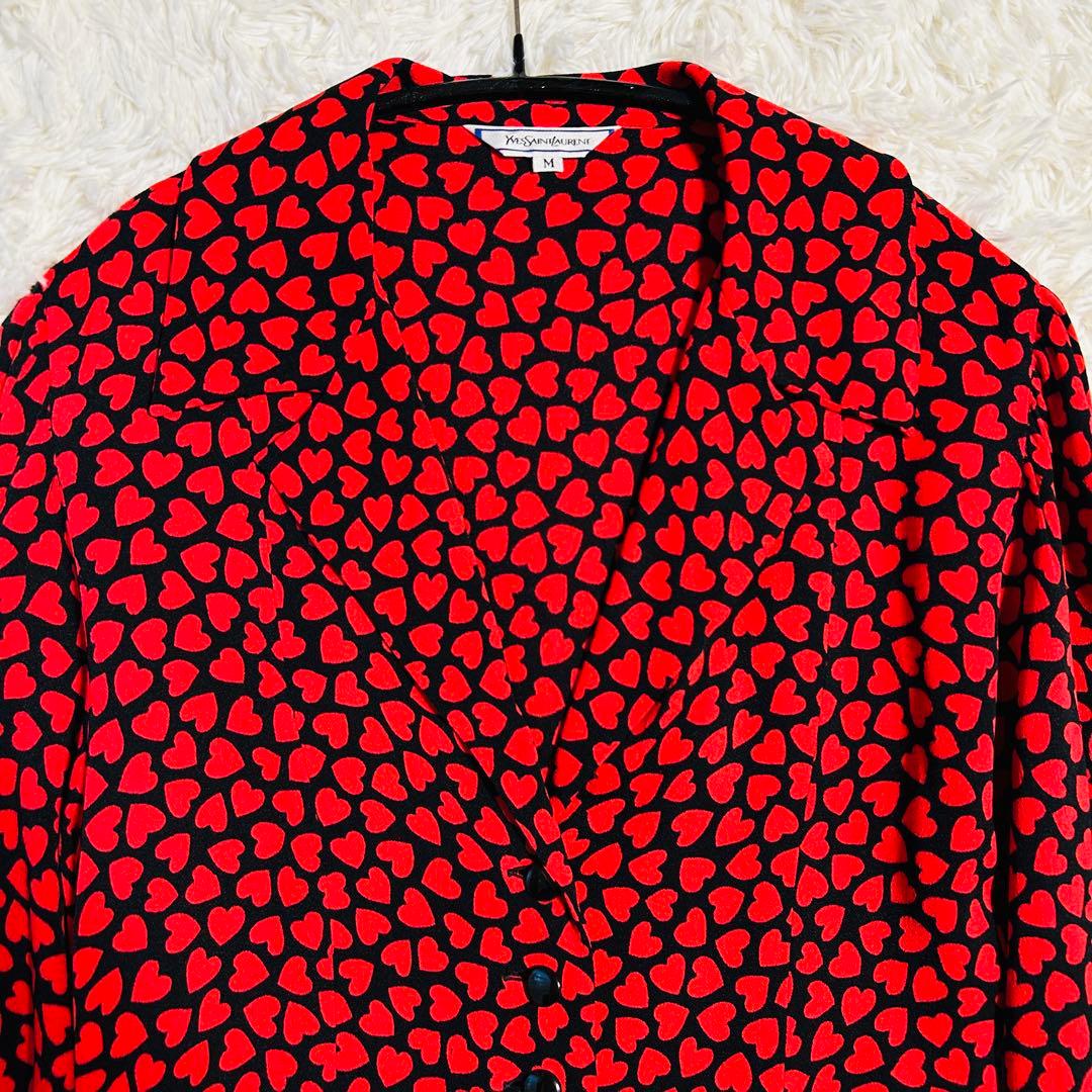 イヴサンローラン ハート柄 ブラウス シャツ YSL Saint Laurent