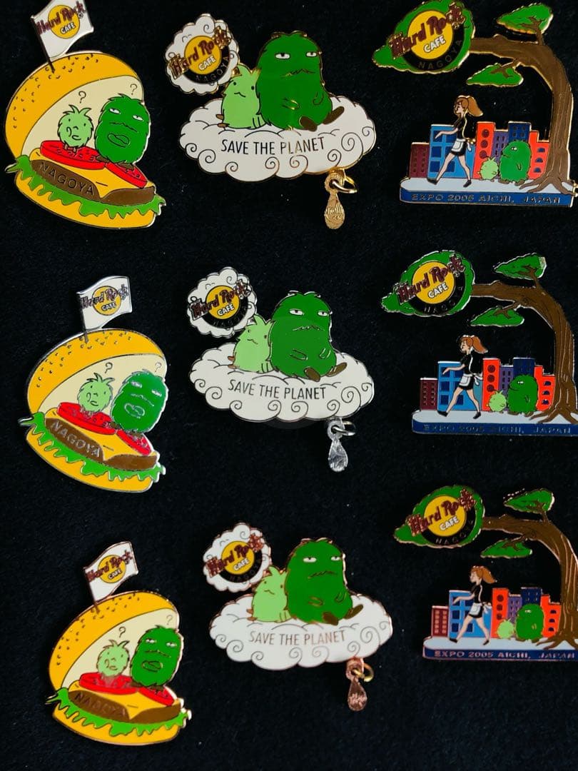 ハードロックカフェピンバッジ 愛・地球博 金 銀 銅 3色フルセット激