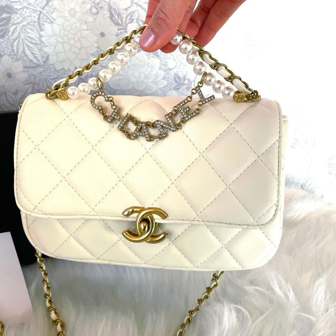CHANEL ホワイト チェーンショルダーバッグ ノベルティ - メルカリ