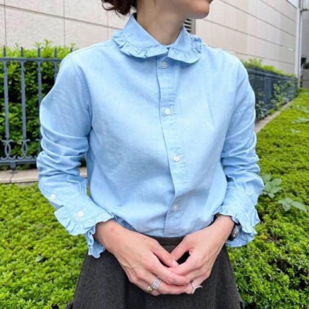 マディソンブルー【HPS別注】ラウンドカラーフリルシャツ シャンブレー