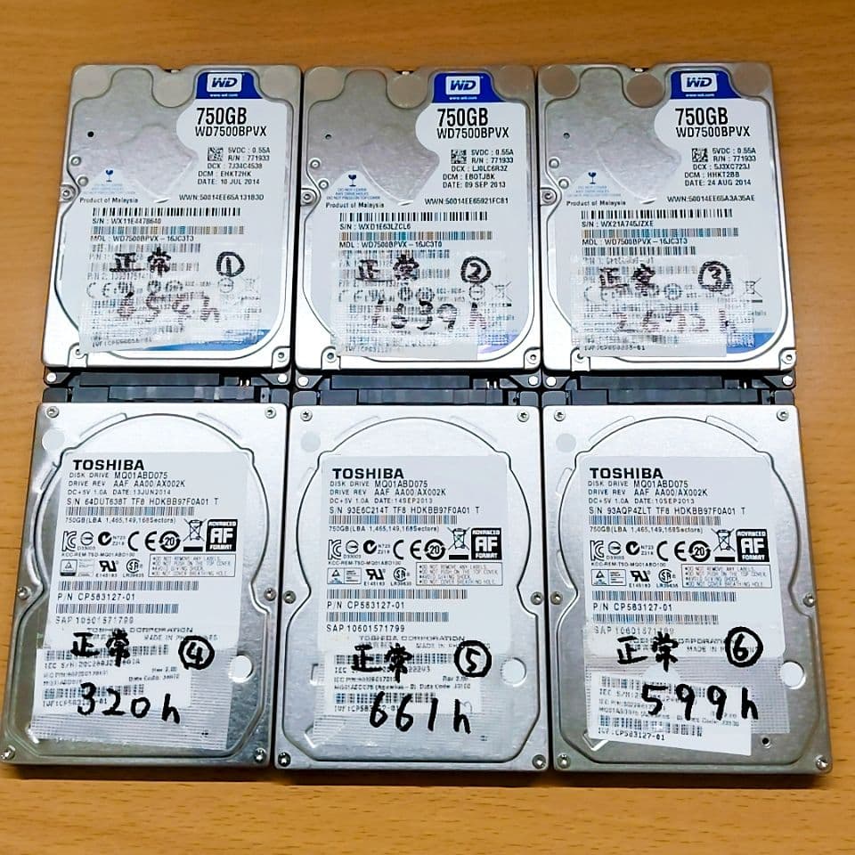 2.5インチ内蔵型HDD 750GB×6個　正常動作品⑥ Amazon | JIAX 2.5インチ HDD 750GB 内蔵ノートパソコンハードドライブ
