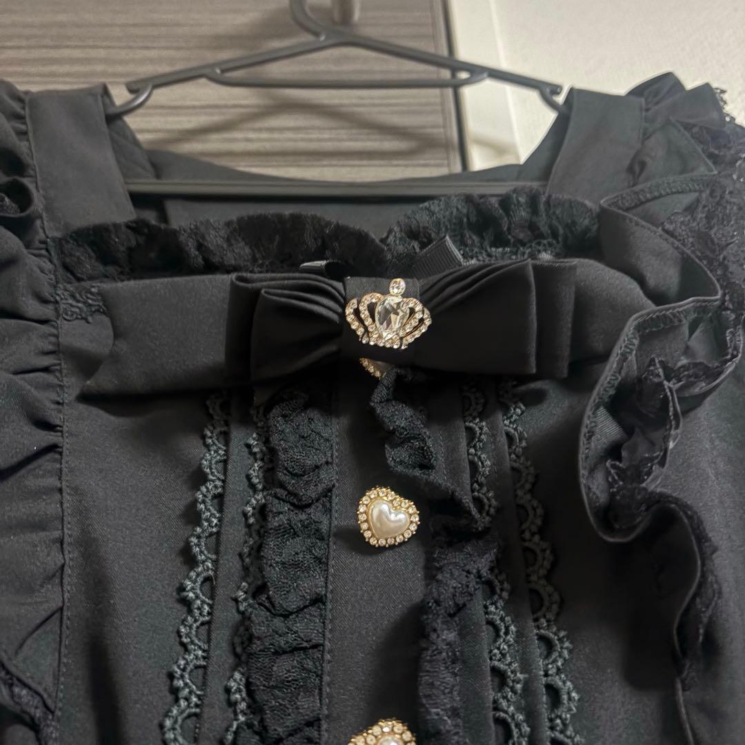 LIZLISA リズリサ ティアラリボンティアードワンピース ブラック 黒