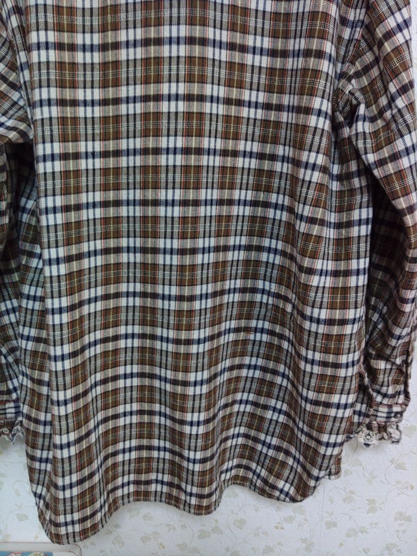 45R インド藍 ネルチェック フリルブラウス 45R インドネルのフリル