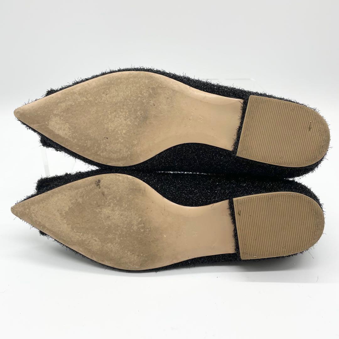 PIPPICHIC ピッピシック フラットシューズ ビジュー 黒 24.0cm