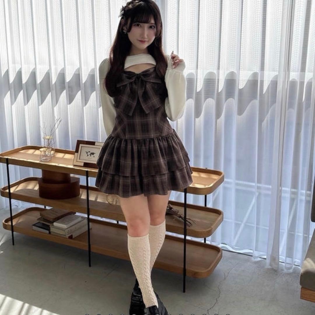 evelyn リボンボレロワンピース ブラウン 完売品 - メルカリ