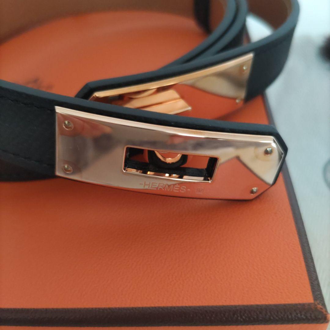 HERMESエルメスケリーベルト18ブラックピンクゴールド