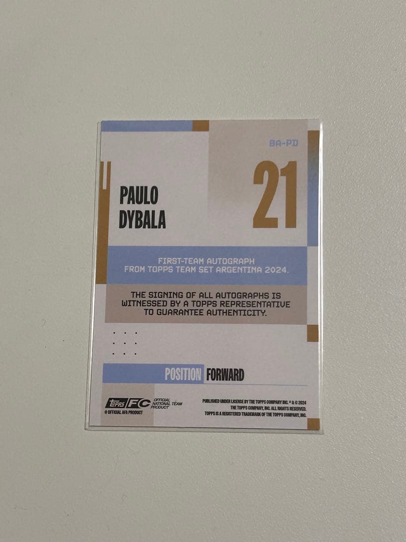 ディバラ 直筆サインカード Topps Argentina 2024 - メルカリ