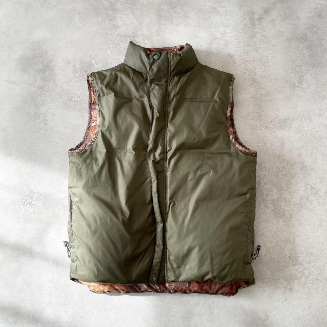 00s LLbean ダウンベスト リアルツリー リバーシブル グリーン S