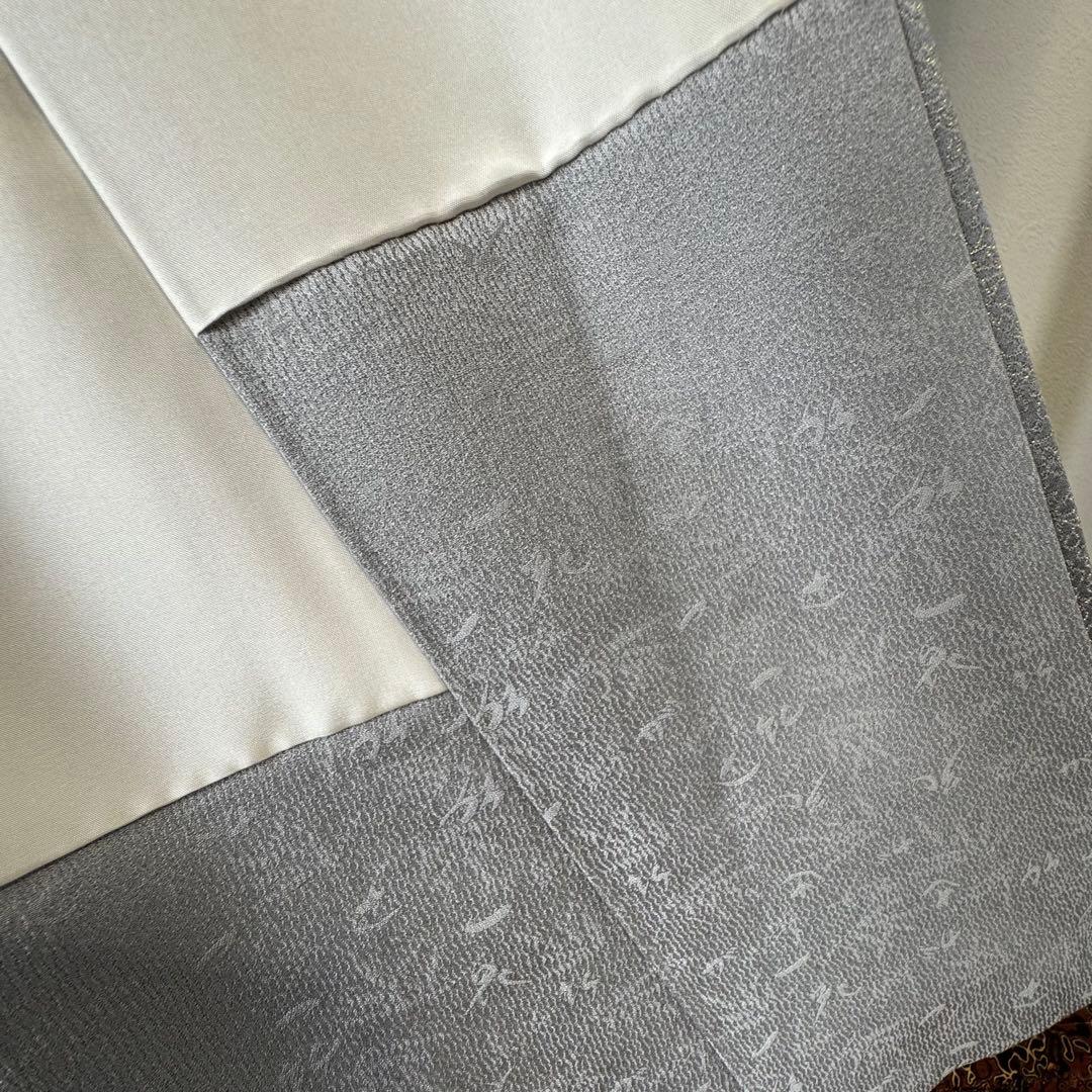 しつけ付 着物 正絹 袷 お召 色無地 163 久保田一竹工房 金通し