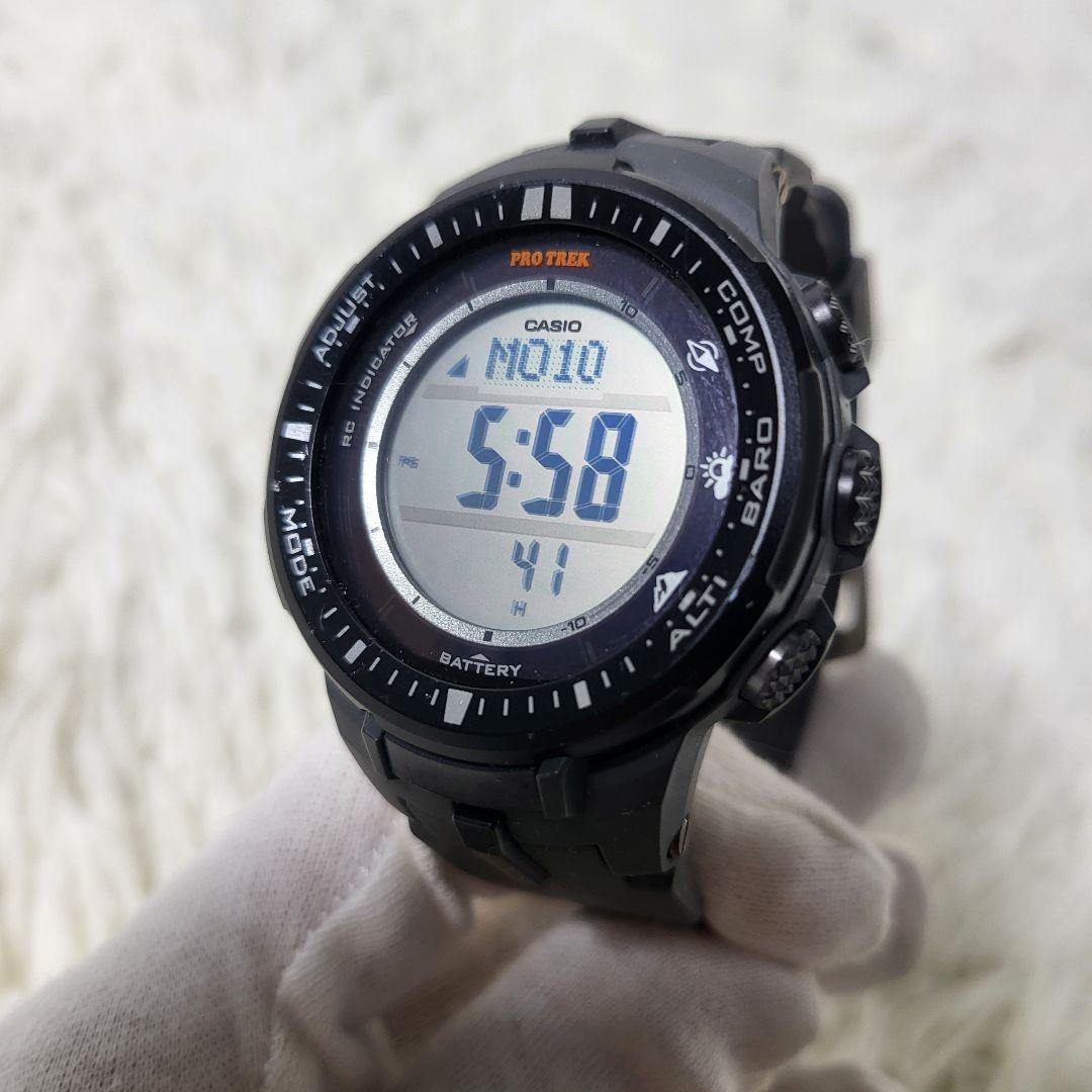 極美品 PROTREK PRW-3000 電波ソーラー ブラック 稼働 ソーラー電波時計］プロトレック 「マルチバンド6」 PRW-3000-1JF