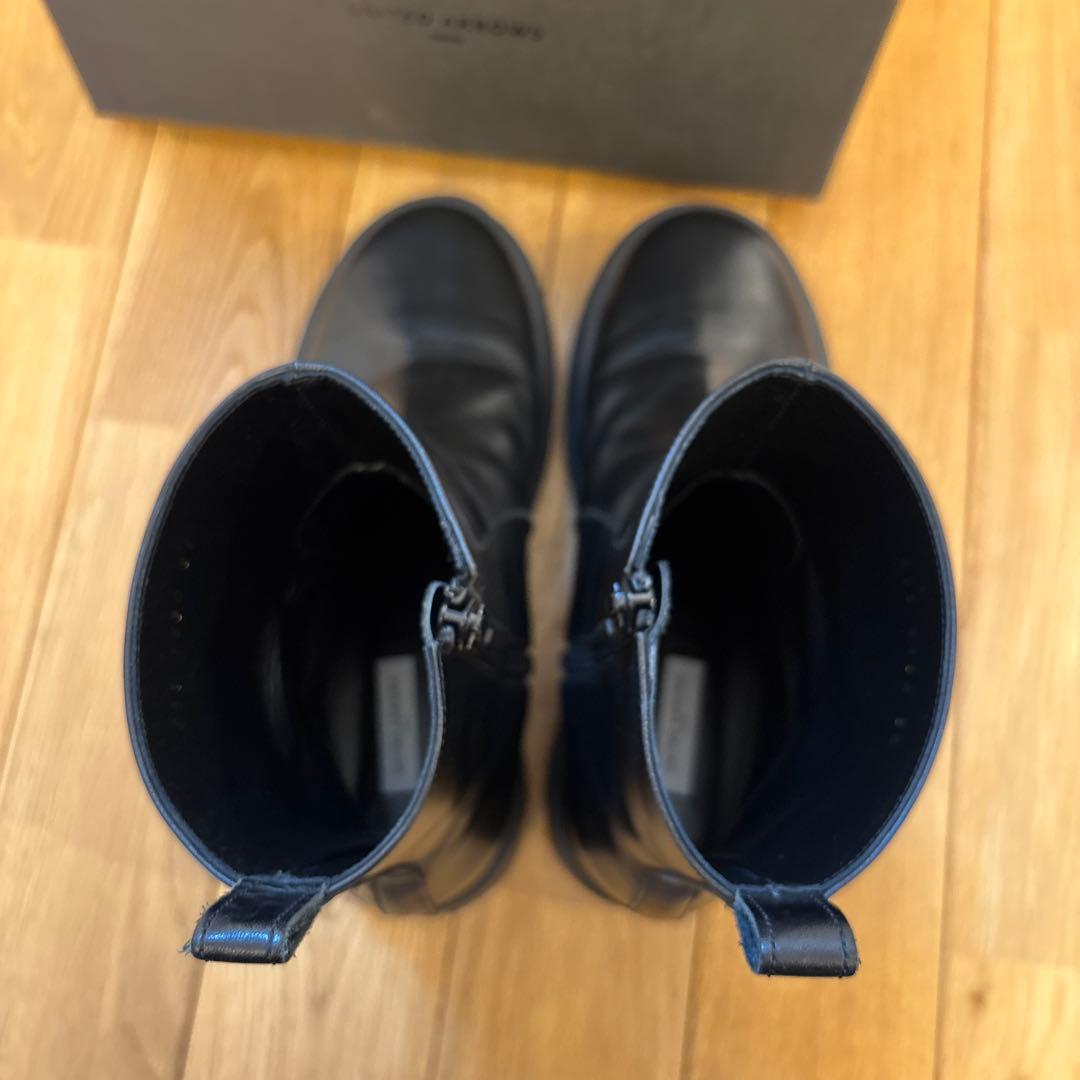 UNITED ARROWS ラウンドショートブーツ 本革 ブラック 専用箱付き