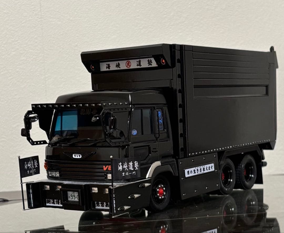 デコトラプラモデル アオシマ 1/32 海峡道塾 怒濤 完成品 デカ箱