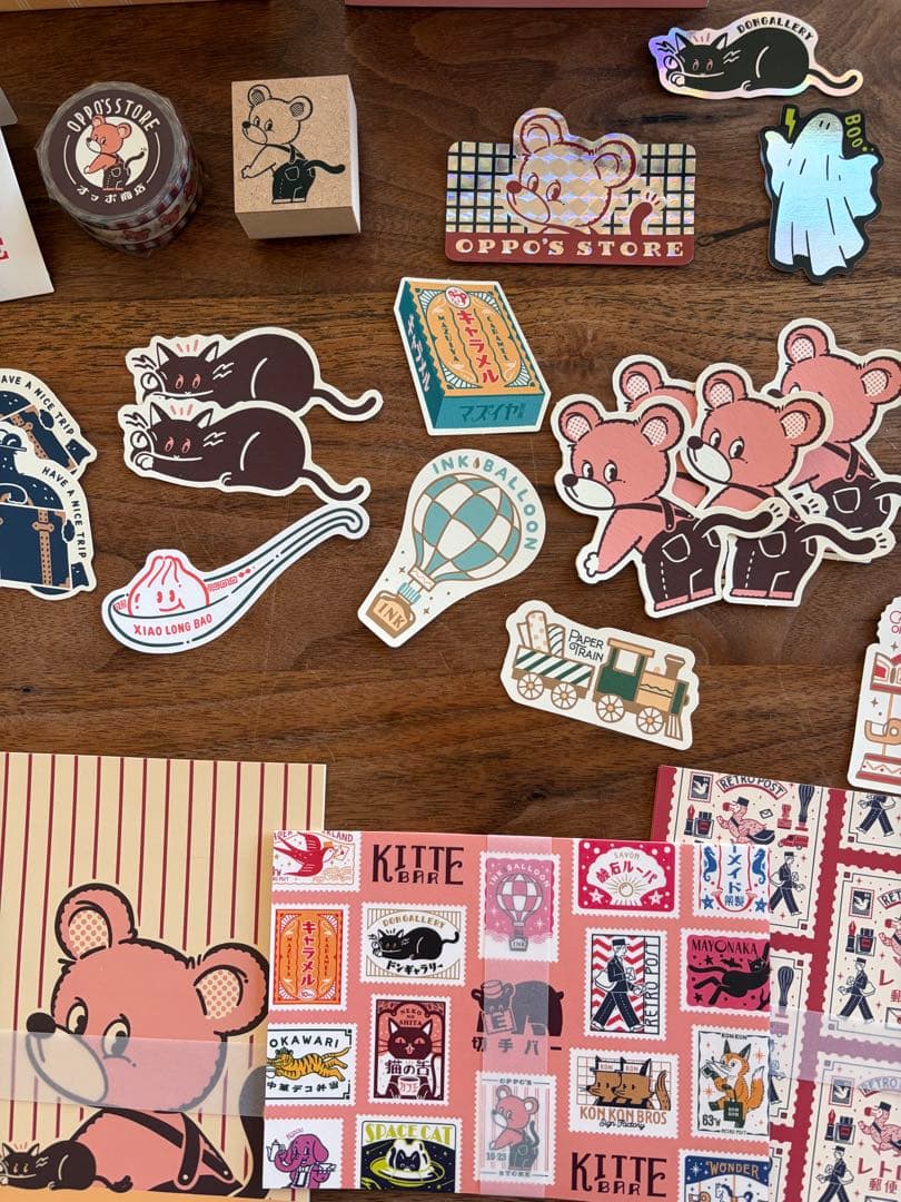 オビワン レトロ郵便 デザインペーパー ミニカード オッポ商店 貼り