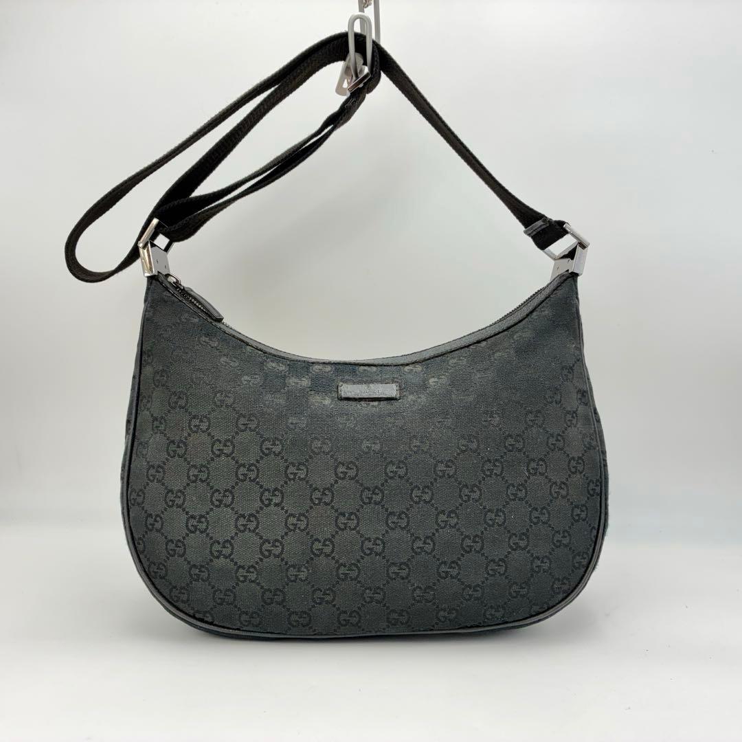 GUCCI グッチ ロゴ GG柄 キャンバス ハーフムーン ワンショルダー