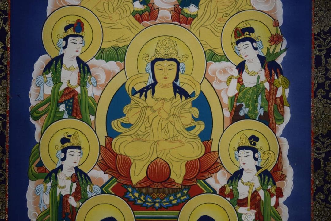 真作/神村紫邦/十三佛図/蓮華/桐共箱付/布袋屋