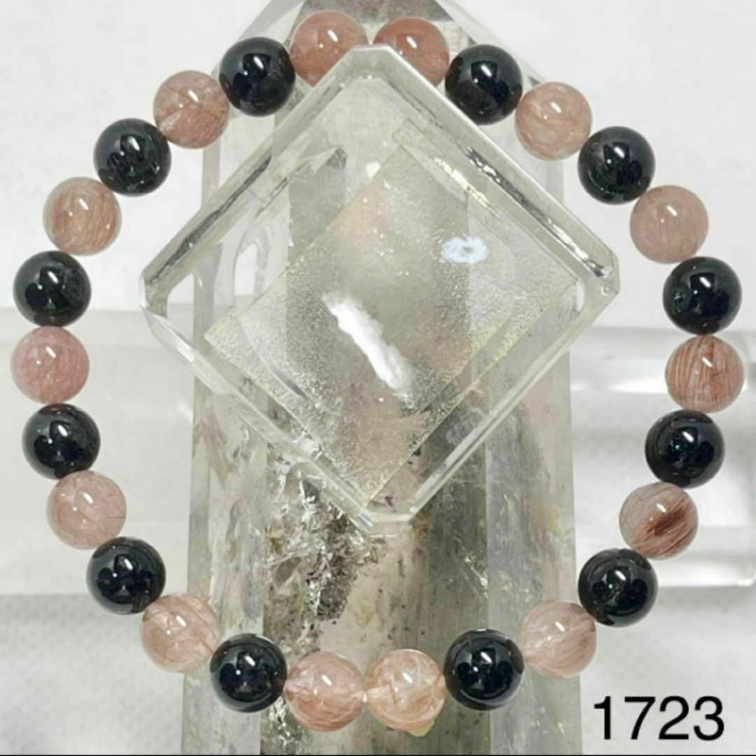 レッドルチル ブラックルチル パワーストーンブレスレット 内径約15cm