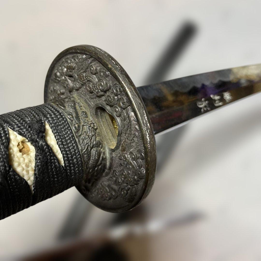 割安模造刀大小2本 黒柄 雲龍楕円鍔 黒梨地鞘 - メルカリ