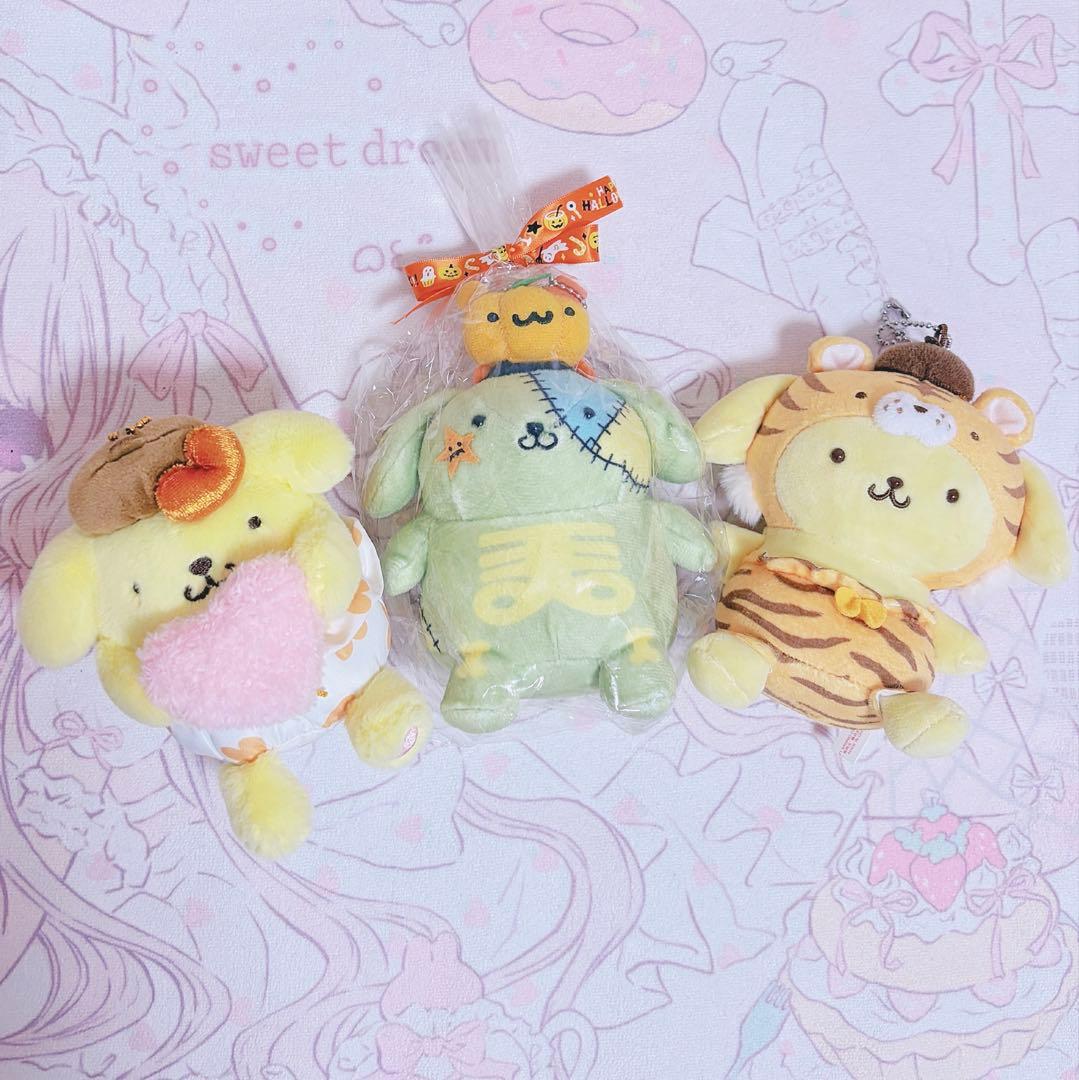 サンリオ　ポムポムプリン ハロウィン フランケンシュタイン マスコット　寅　3点 ポムポムプリン サンリオ ぬいぐるみ フランケンシュタイン ハロウィン