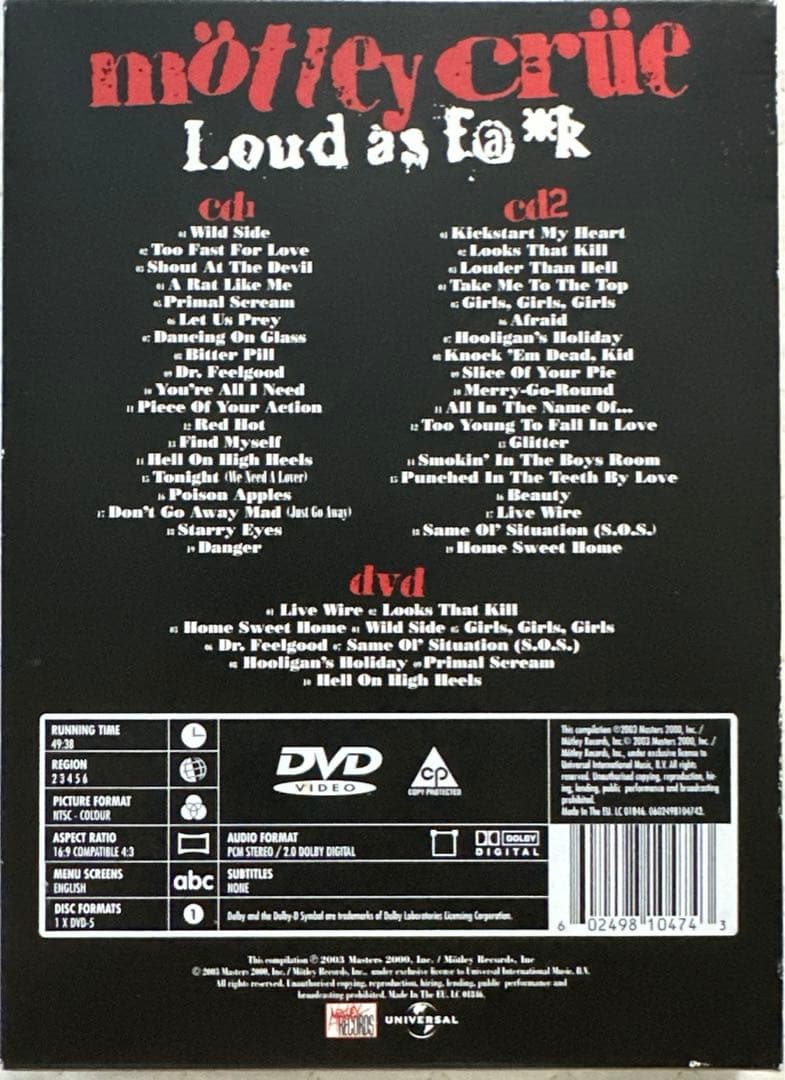 2CD＋DVD！モトリー・クルー / ラウド・アズ・ファック