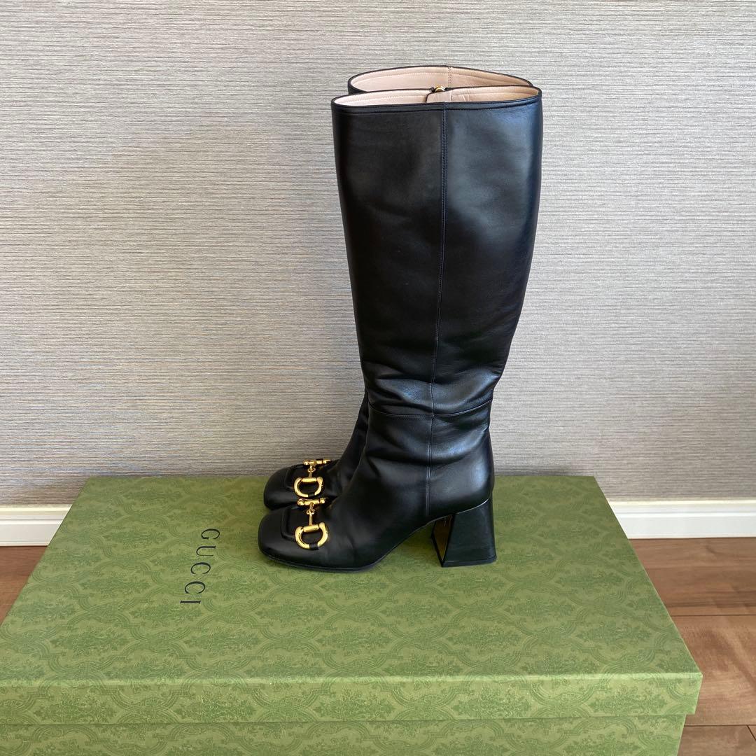 美品 GUCCIロングブーツ 黒37 23.5cm/23cm - メルカリ