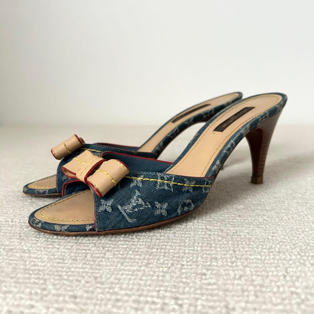 ルイヴィトン ミュール サンダル デニム モノグラム 24.5cm