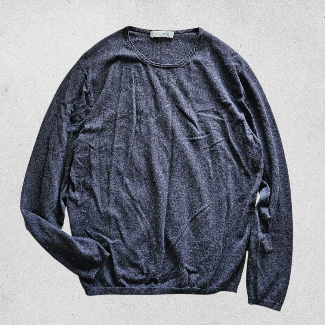 クルチアーニ 27ゲージ コットンクルーネックニット 50 グレー メンズ