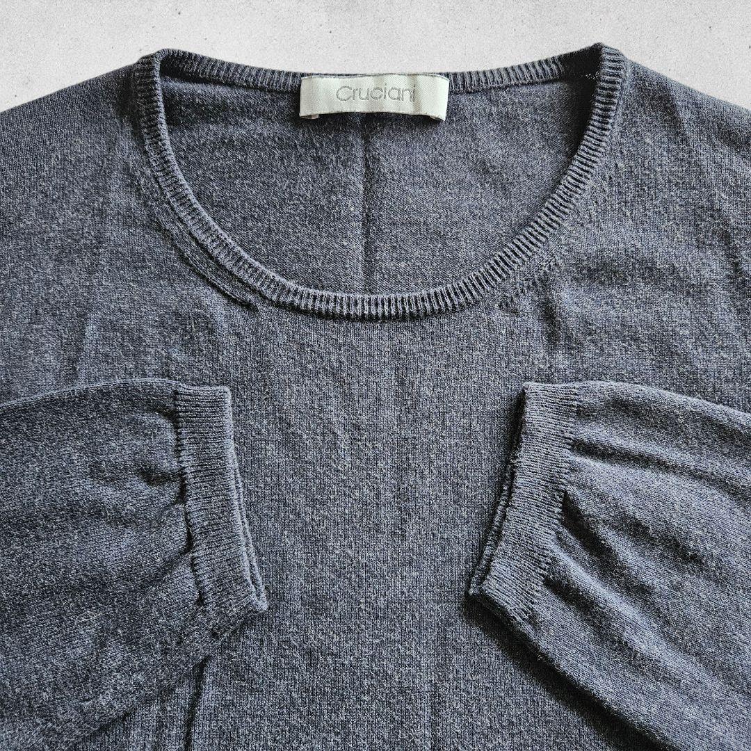 クルチアーニ 27ゲージ コットンクルーネックニット 50 グレー メンズ