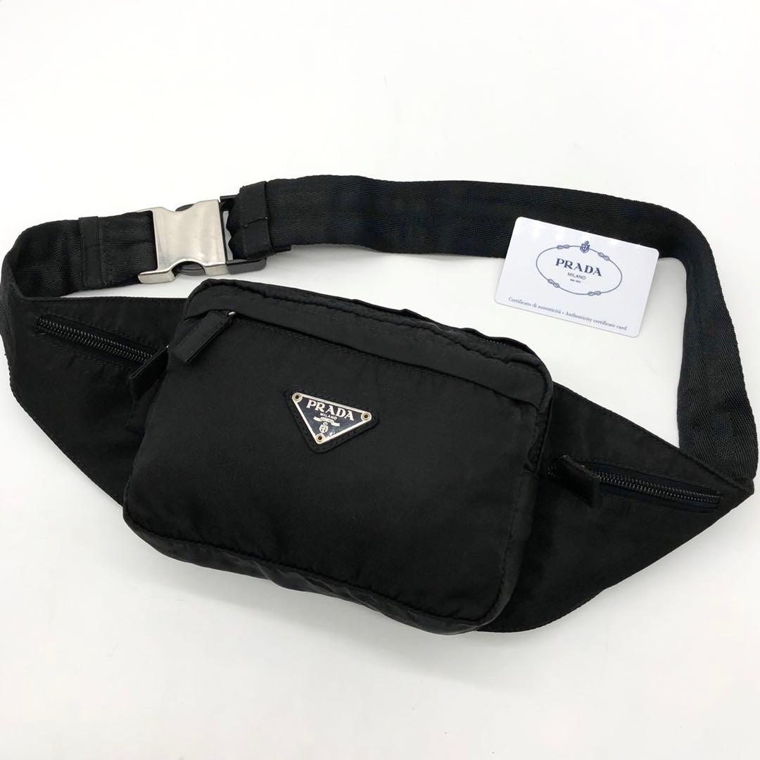 美品✨PRADA プラダ NERO 三角ロゴ ボディバッグ テスートナイロン 黒