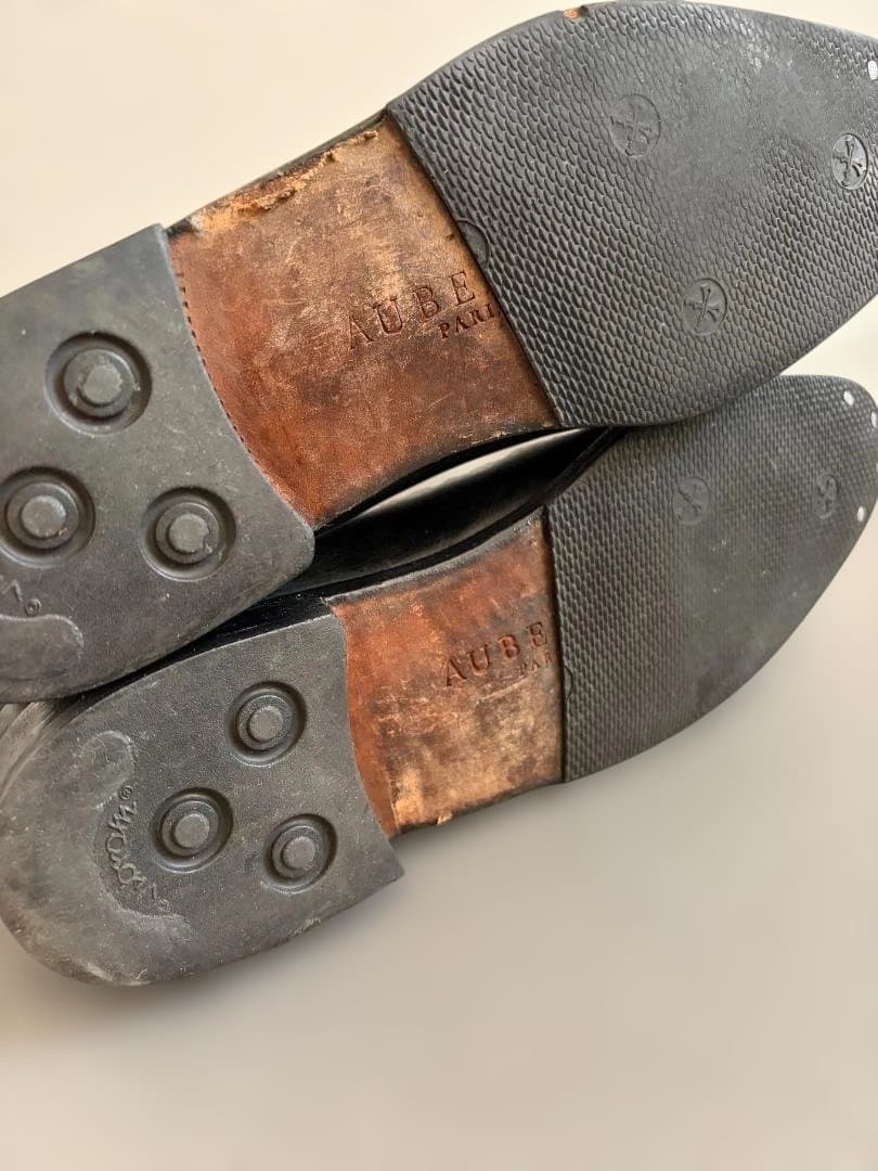 【値下】<美品＞ AUBERCY レザーブーツ（黒）25.5cm