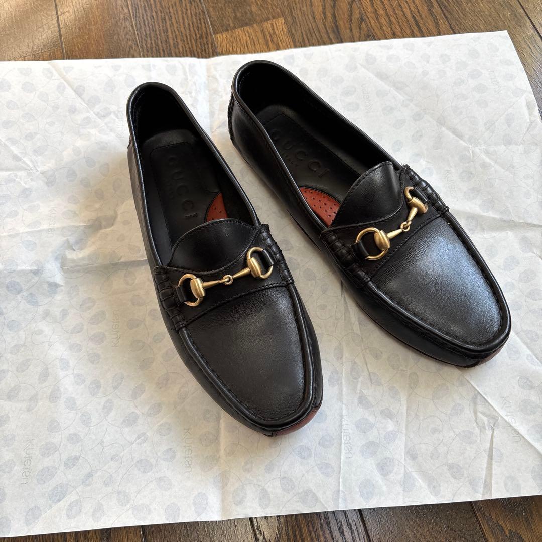 GUCCI ブラックレザー　ドライビングシューズ 中古・古着通販】GUCCI (グッチ) ドライビングシューズ ブラック