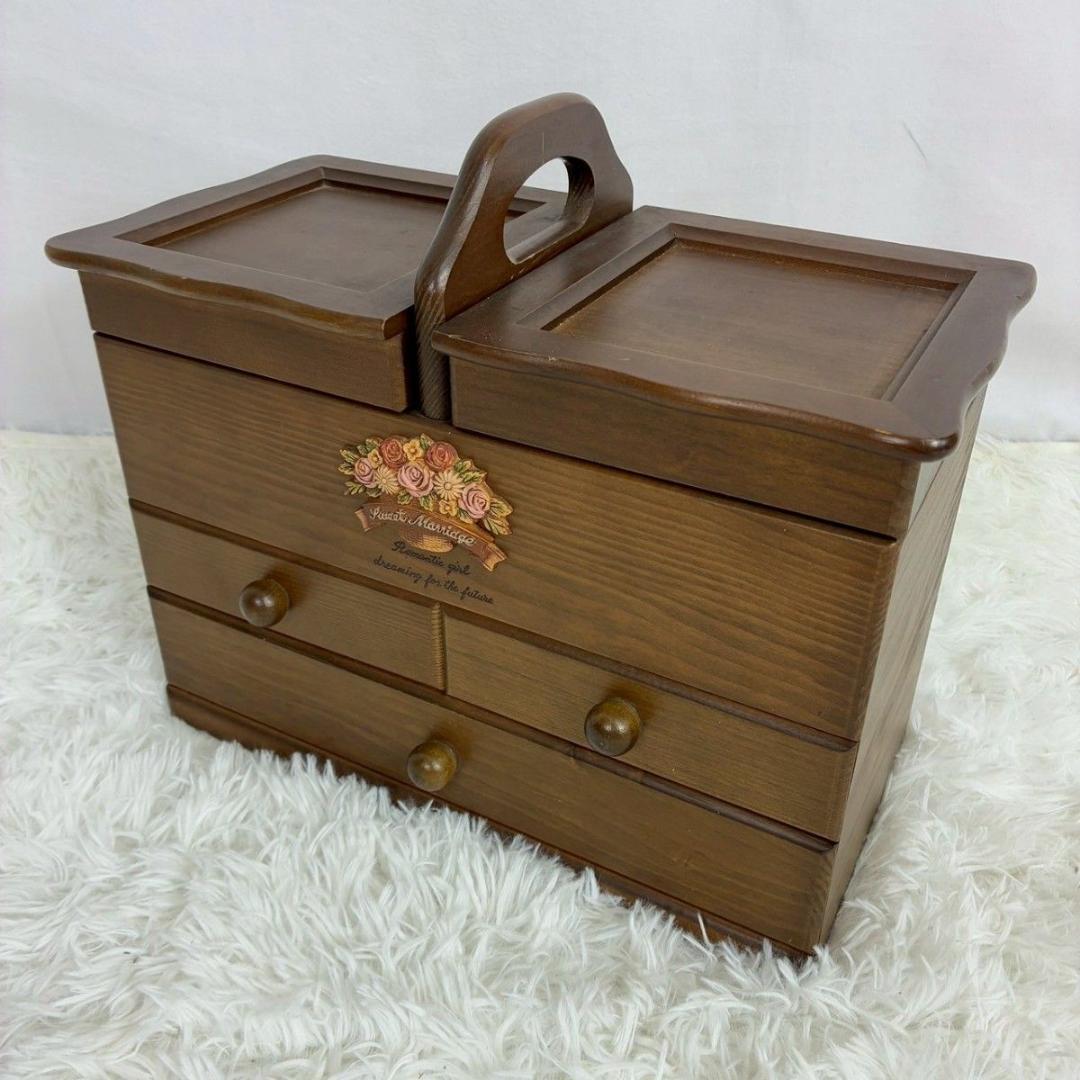 G-WOOD by gentie 木製 裁縫箱 ソーイングボックス 昭和レトロ - メルカリ
