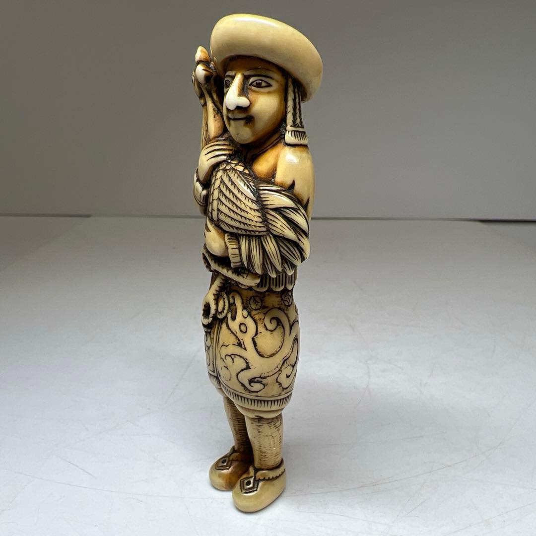 時代　極上　ラッタン人大振根付　48g高さ約10㎝　東Y8-0203☆2F