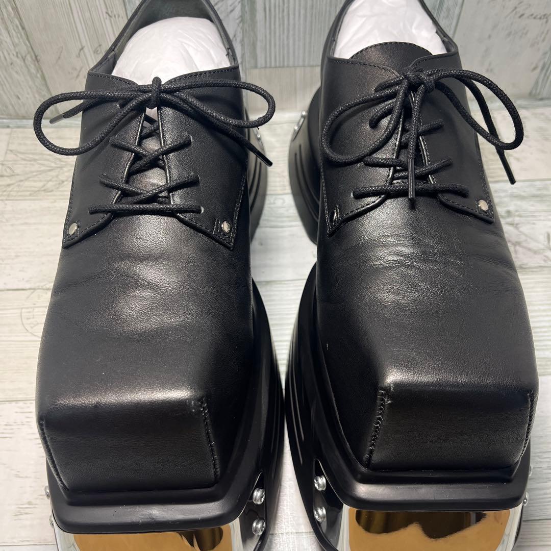 GRANCY メタルプレートレザーシューズ シューズ ブラック メンズ 42