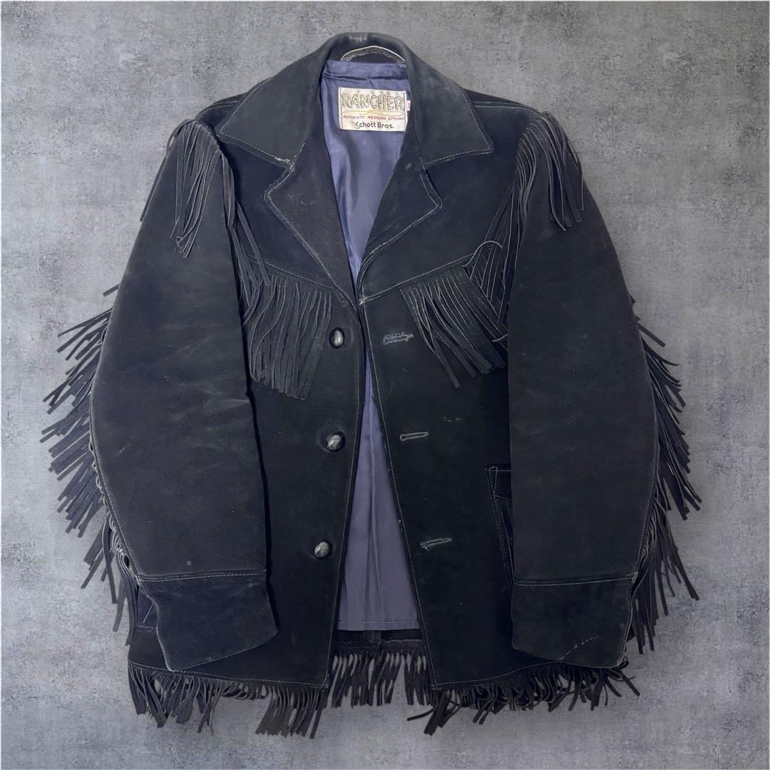Schott RANCHER フリンジ レザー 40 黒 ウエスタン スエード - メルカリ