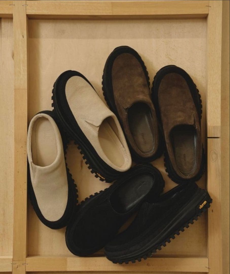 TODAYFUL Vibramレザーソールサボ スリッポン サンダル ベージュ