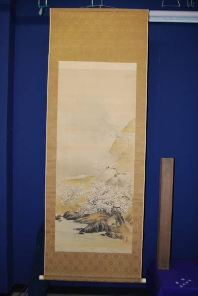真作/石渓/梅花山村図/布袋屋掛軸HB-133 - メルカリ