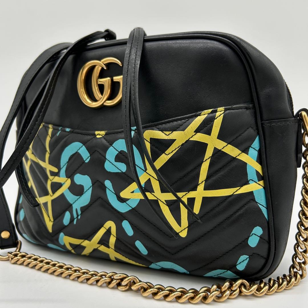 美品】グッチ GG マーモント ゴースト チェーンショルダーバッグ