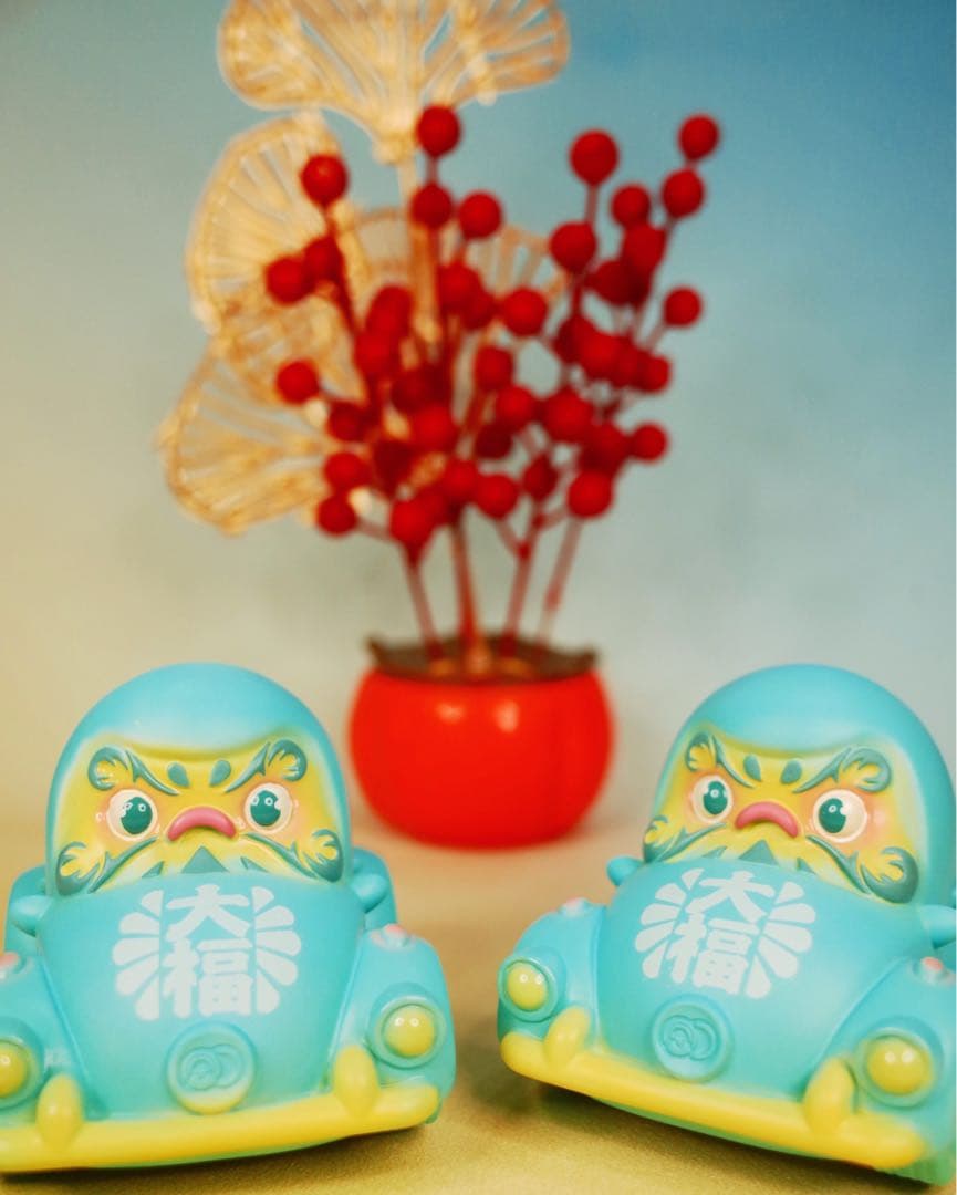 リターンカー・達磨 ダルマ プルバック 福 開運 ソフビ フィギュア