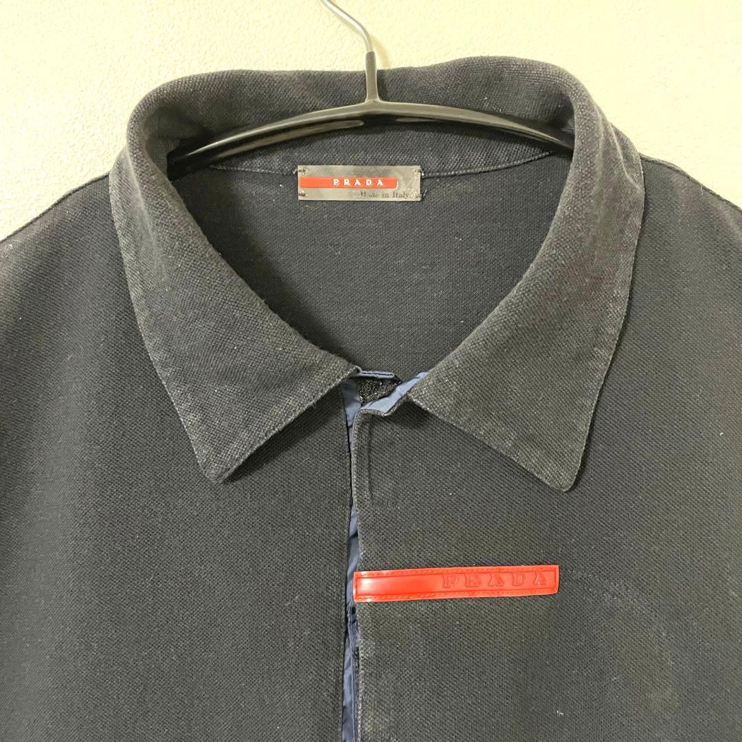 PRADA SPORT プラダスポーツ 半袖ポロシャツ ベルクロ比翼 赤タグ 黒