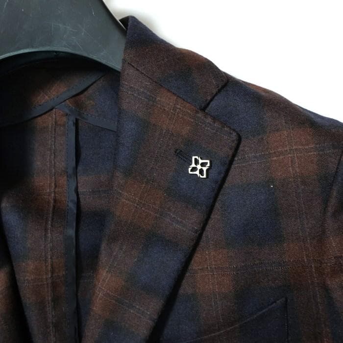 タリアトーレ ジャケット/ウール/ ネイビー×ブラウン48（5403)bjbea