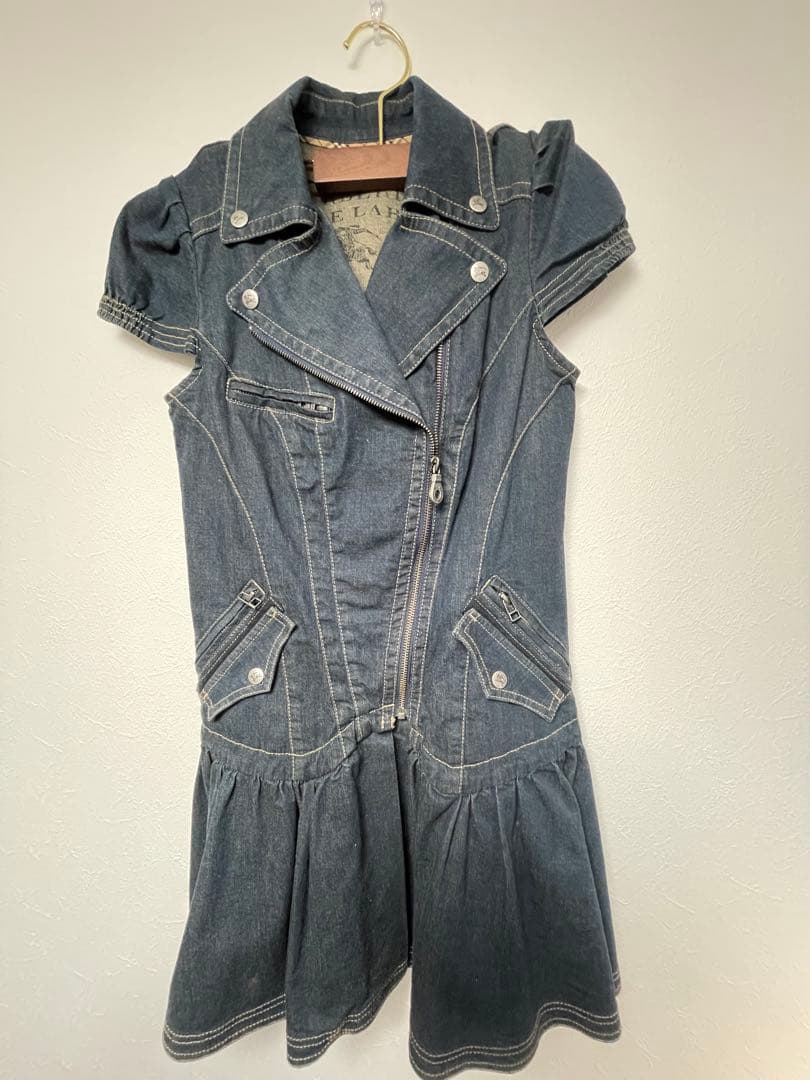 バーバリーブルーレーベル　ダークデニム ライダース風ミニワンピース 半袖 2026年最新】バーバリーブルーレーベル デニムワンピの人気アイテム