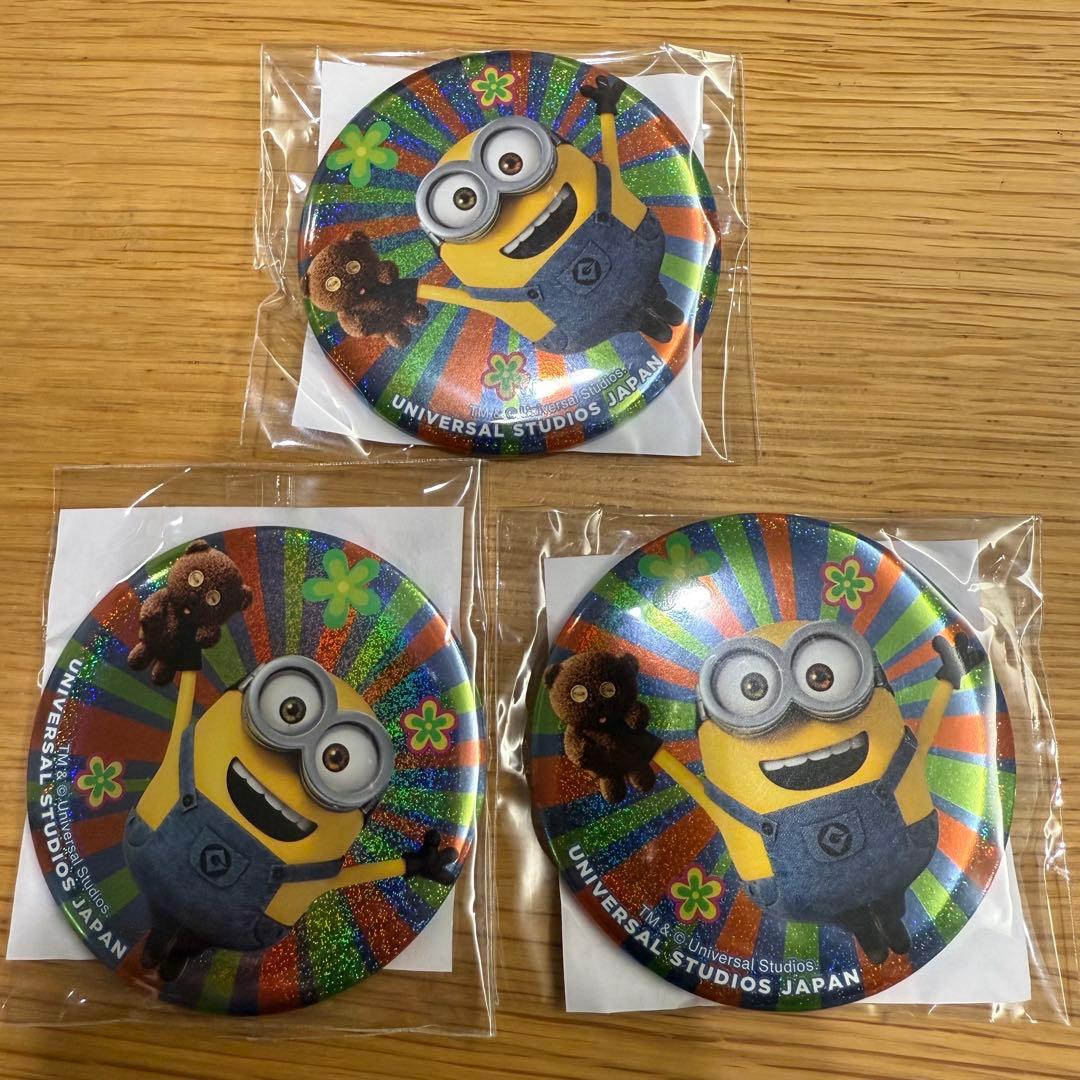 ユニバ USJ ミニオン ミニオンズ ボブ ティム 缶バッジ3つ 非売品
