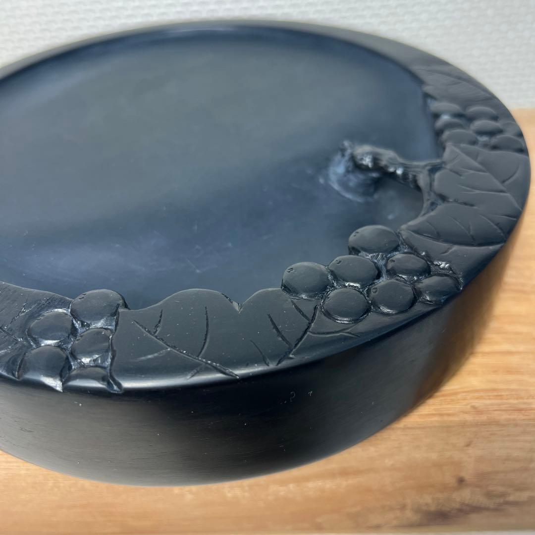 ⭕️奥山朝陽様専用 大型硯 径18cm葡萄刻研 雨畑硯 芳龍閣本舗 名工