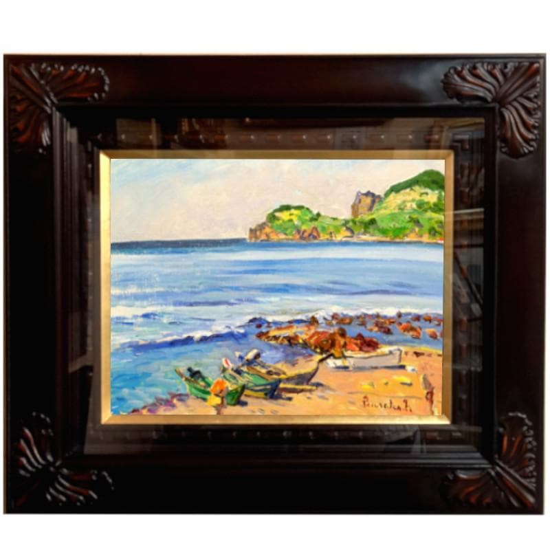 ☆中村善作☆「 忍路湾 　塩谷岬 」油絵　F６号 新品額！ 中村善策 『葦むら』 油彩画 - 北海道画廊