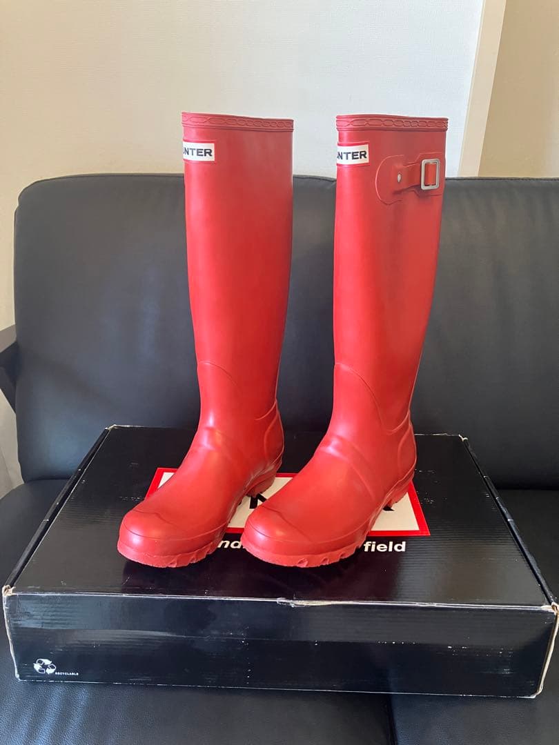HUNTER 赤 長靴 レインブーツ レッド 23cm - メルカリ