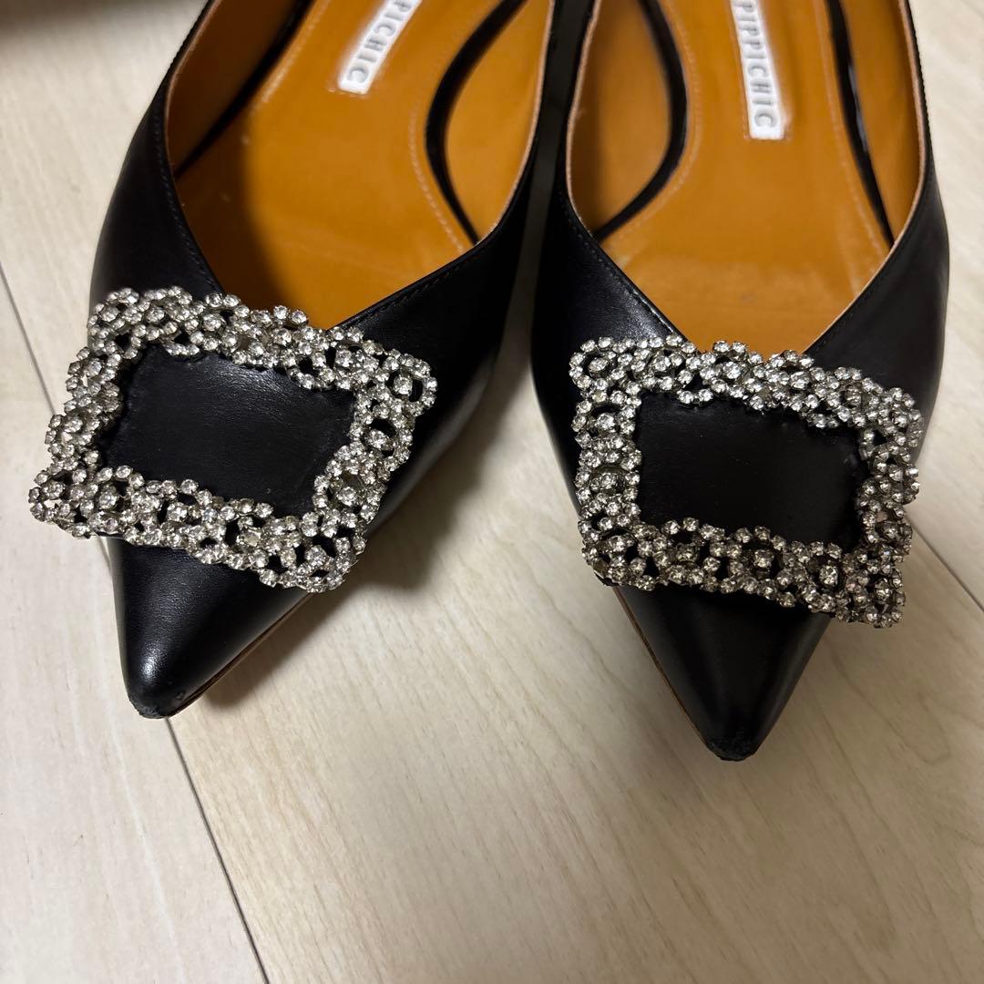 新品PIPPICHIC　ビジューフラットパンプス　37.5 24.5cm